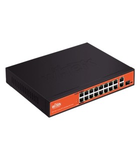 Switch Wi-TEK HiPoE de 200W con 16 puertos PoE