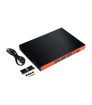 Switch Wi-TEK HiPoE de 2500 W con 24 puertos PoE