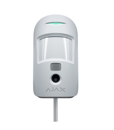 White Ajax FIBRA motion detector with photo collection and photo on request
