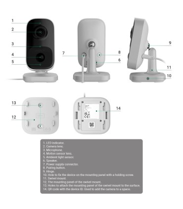 Ajax IndoorCam Preto — Câmara Wi-Fi de Interior 4 MP com IA