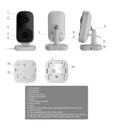 Ajax IndoorCam Branco — Câmara Wi-Fi de Interior 4 MP com IA