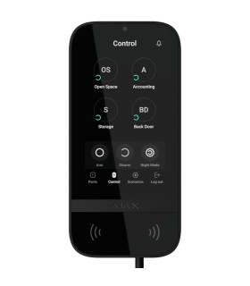 Teclado con pantalla IPS táctil y lector RFID Color	negro Ajax Fibra