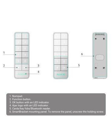 Clavier extérieur IP66/IK08 avec lecteur RFID couleur Gris Ajax Fibra