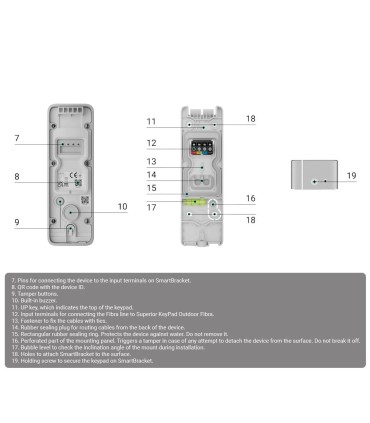 Teclado para exterior IP66/IK08 con lector RFID Color	blanco Ajax Fibra