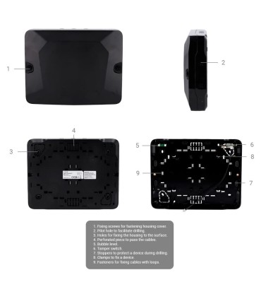 Housing with two spaces for fibra modules black colour