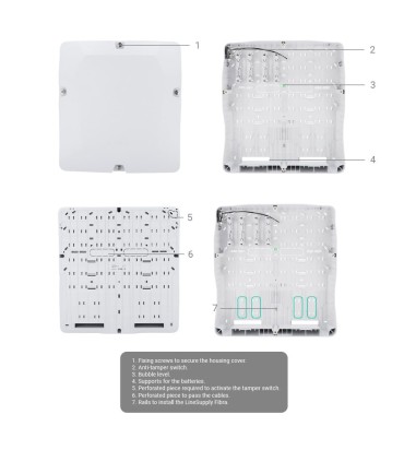 Carcasa con 8 ranuras para módulos Fibra Color	Blanco