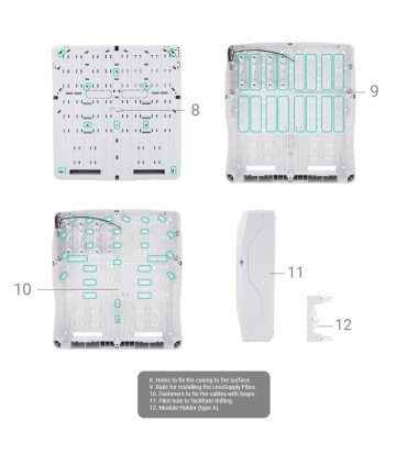 Carcasa con 8 ranuras para módulos Fibra Color	Blanco