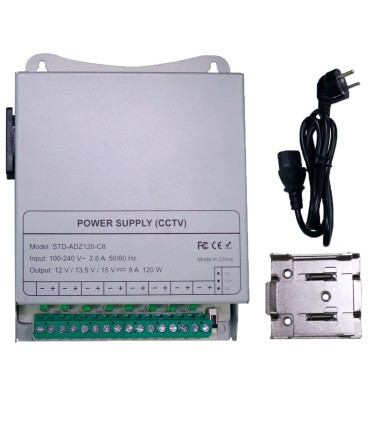 Fuente de alimentación conmutada Salida DC 12 V 10 A / 120 W 8 salidas