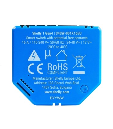 Interrupteur Intelligent Wi-Fi Shelly 1 Gen 4